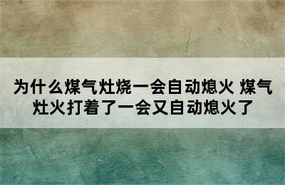 为什么煤气灶烧一会自动熄火 煤气灶火打着了一会又自动熄火了